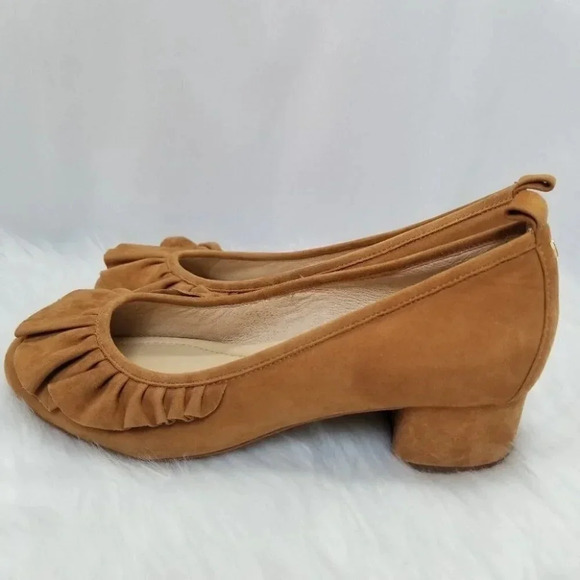 NWOT Yosi  Samra Suede Mustard Yellow Heels 9 - Picture 9 of 10